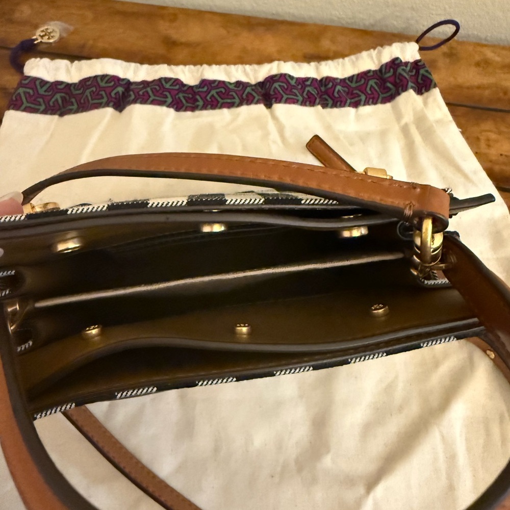 Tory Burch Gingham Petite Double Bag - Picture 4 of 5